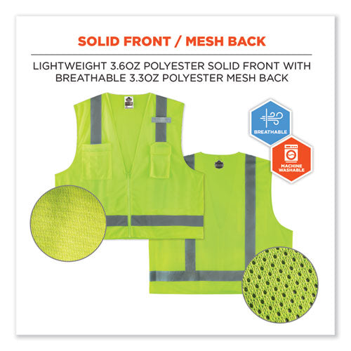 Ergodyne Glowear 8249z-s Single Size Class 2 Economy Surveyors Zipper Vest Polyester 2x-large Lime