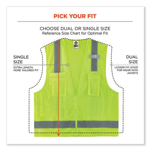 Ergodyne Glowear 8249z-s Single Size Class 2 Economy Surveyors Zipper Vest Polyester 2x-large Lime