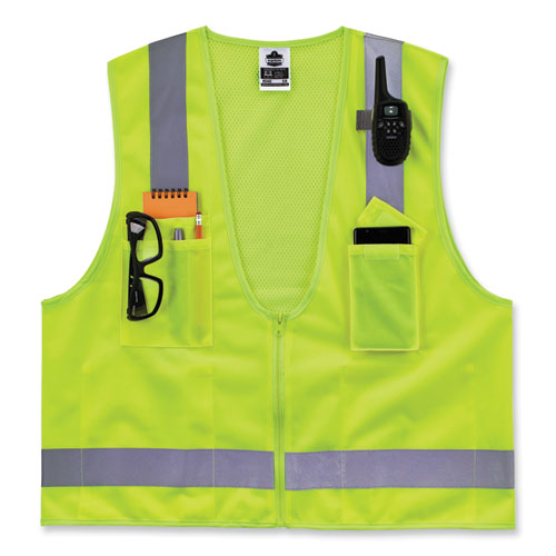 Ergodyne Glowear 8249z-s Single Size Class 2 Economy Surveyors Zipper Vest Polyester 2x-large Lime