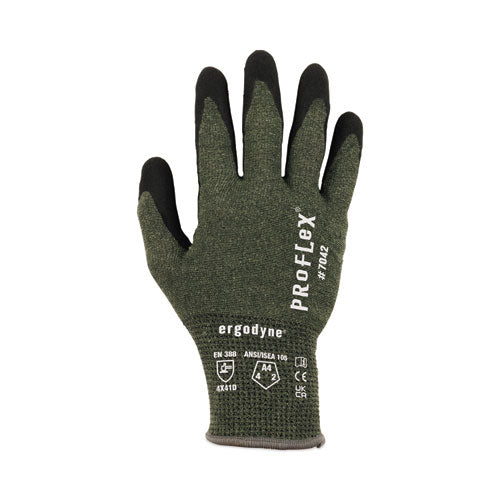 Ergodyne Proflex 7042 Ansi A4 Nitrile-coated Cr Gloves Green Large 12 Pairs/pack