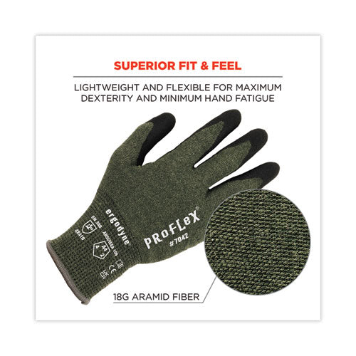 Ergodyne Proflex 7042 Ansi A4 Nitrile-coated Cr Gloves Green Large 12 Pairs/pack