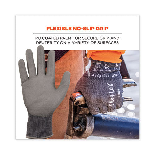 Ergodyne Proflex 7044 Ansi A4 Pu Coated Cr Gloves Gray Large 12 Pairs/pack