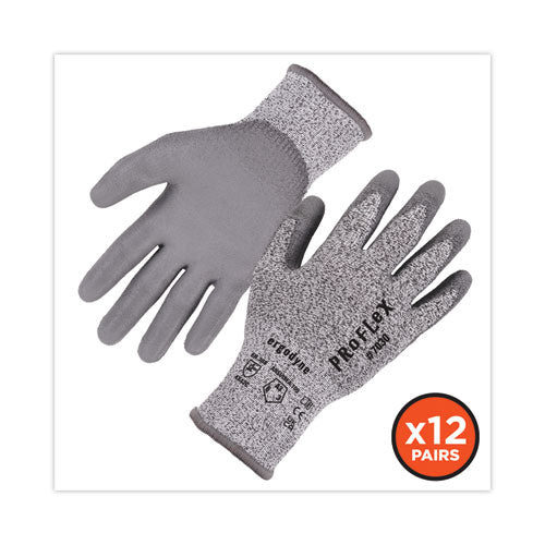 Ergodyne Proflex 7030 Ansi A3 Pu Coated Cr Gloves Gray Medium 12 Pairs/pack