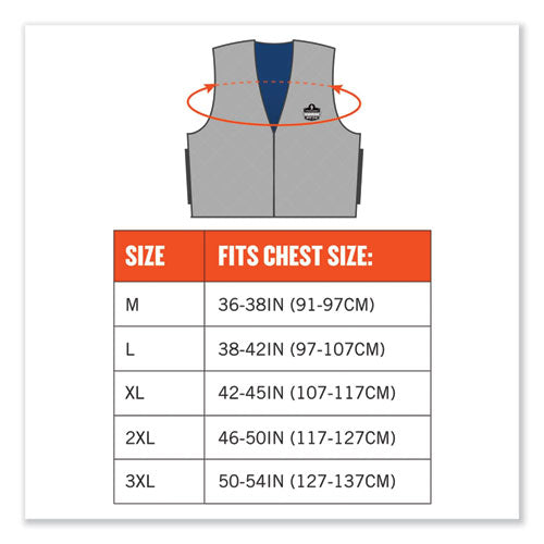 Ergodyne Chill-its 6665 Embedded Polymer Cooling Vest With Zipper Nylon/polymer Large Gray