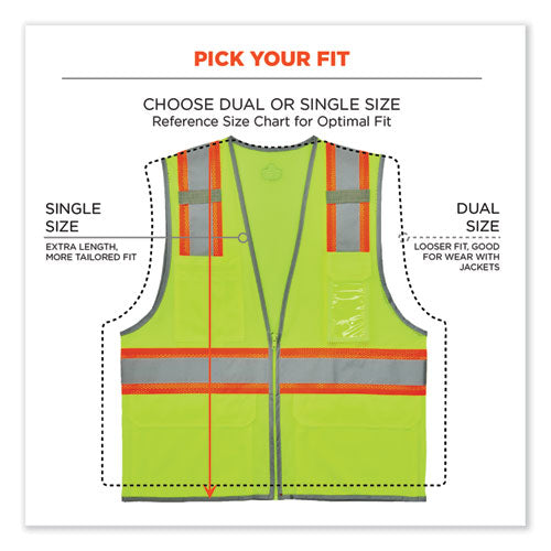 Ergodyne Glowear 8246z-s Single Size Class 2 Two-tone Mesh Vest Polyester Large Lime