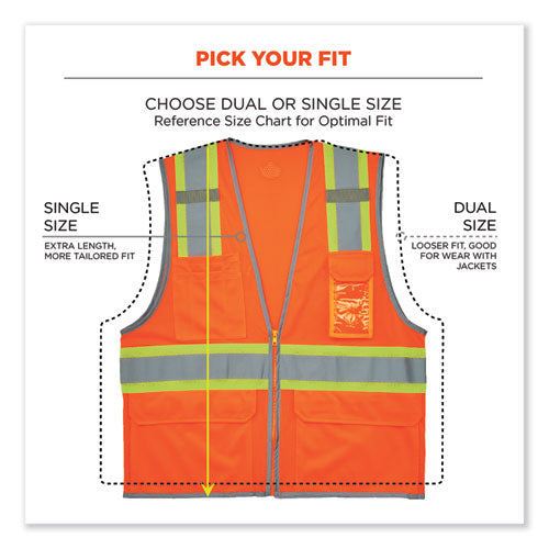 Ergodyne Glowear 8246z-s Single Size Class 2 Two-tone Mesh Vest Polyester Large Orange