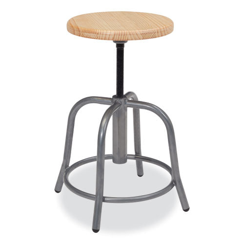 NPS 6800 Series Height Adj Wood Seat Swivel Stool Supports 300 Lb 19"-25" Seat Ht Maple Seat Gray Base Ships In 1-3 Bus Days