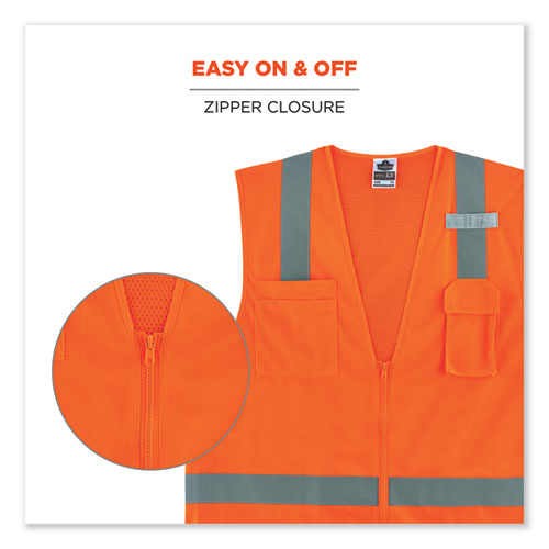 Ergodyne Glowear 8249z-s Single Size Class 2 Economy Surveyors Zipper Vest Polyester Medium Orange