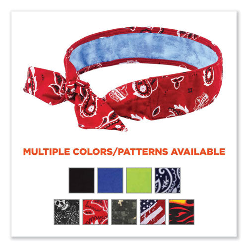 Ergodyne Chill-its 6700ct Cooling Bandana Pva Tie Headband One Size Fits Most Red Western