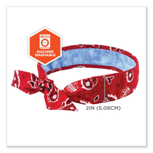 Ergodyne Chill-its 6700ct Cooling Bandana Pva Tie Headband One Size Fits Most Red Western