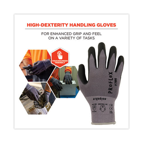 Ergodyne Proflex 7000 Nitrile-coated Gloves Microfoam Palm Gray Large 12 Pairs/pack