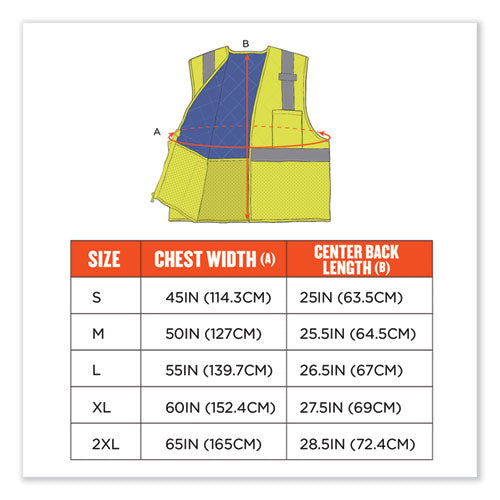 Ergodyne Chill-its 6668 Class 2 Hi-vis Safety Cooling Vest Polymer Medium Lime