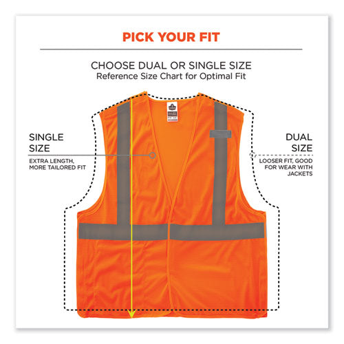 Ergodyne Glowear 8215ba-s Single Size Class 2 Economy Breakaway Mesh Vest Polyester Medium Orange
