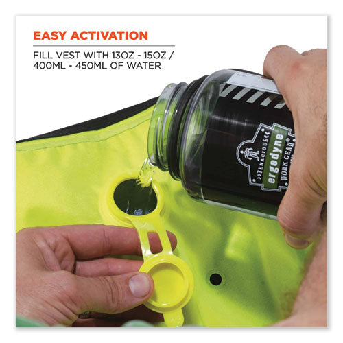 Ergodyne Chill-its 6685 Premium Dry Evaporative Cooling Vest With Zipper Nylon Medium Lime