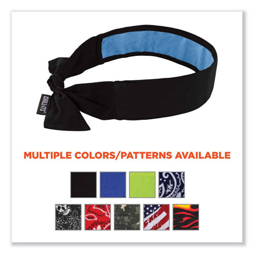 Ergodyne Chill-its 6700ct Cooling Bandana Pva Tie Headband One Size Fits Most Black