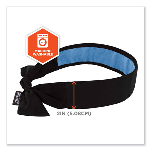 Ergodyne Chill-its 6700ct Cooling Bandana Pva Tie Headband One Size Fits Most Black