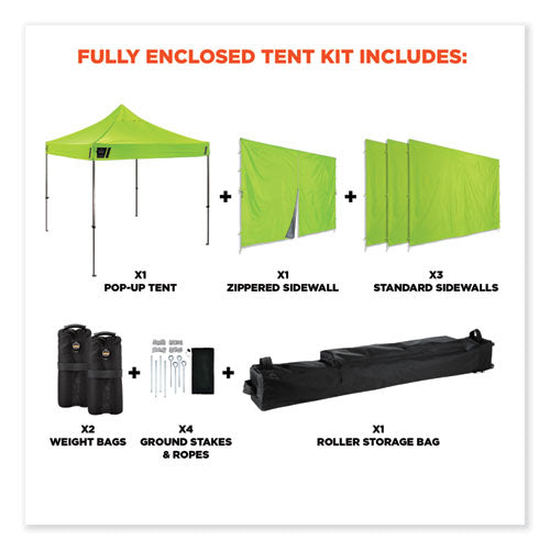 Ergodyne Shax 6053 Enclosed Pop-up Tent Kit Single Skin 10 Ftx10 Ft Polyester/steel Lime