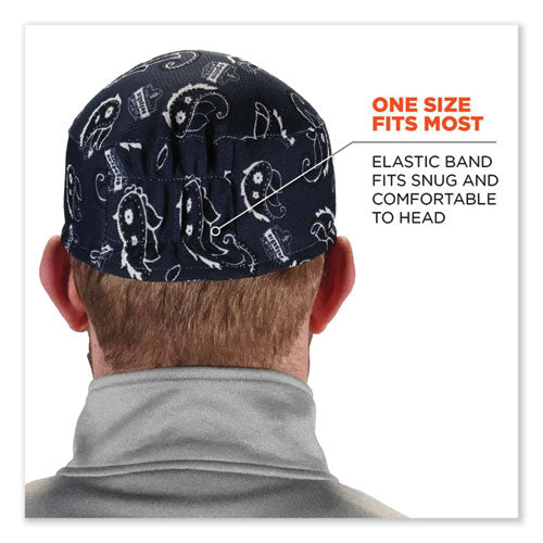 Ergodyne Chill-its 6630 High-performance Terry Cloth Skull Cap Polyester One Size Fit Most Navy Western