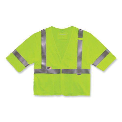 Ergodyne Glowear 8356frhl Class 3 Fr Hook And Loop Safety Vest With Sleeves Modacrylic Small/med Lime