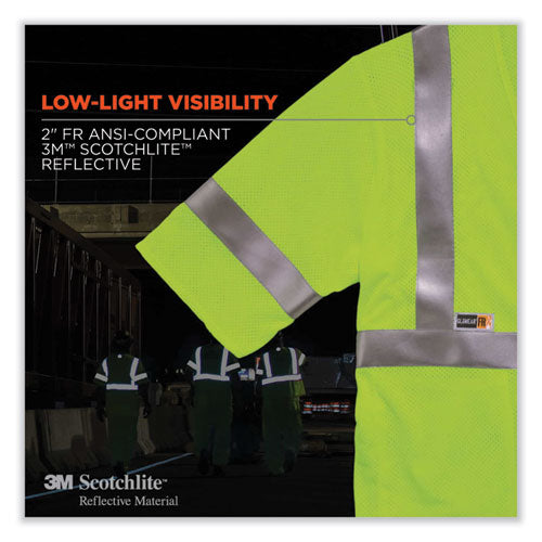 Ergodyne Glowear 8356frhl Class 3 Fr Hook And Loop Safety Vest With Sleeves Modacrylic Small/med Lime