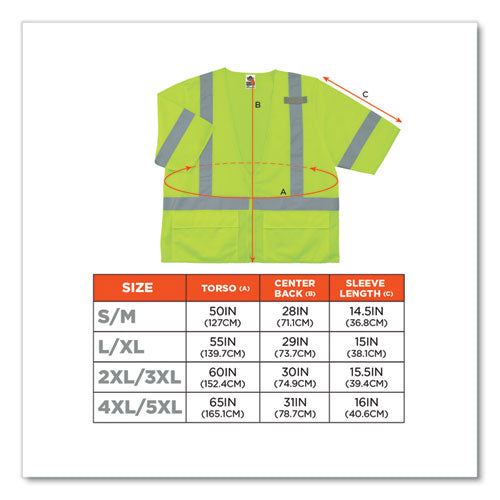 Ergodyne Glowear 8320z Class 3 Standard Zipper Vest Polyester Largel/x-large Lime