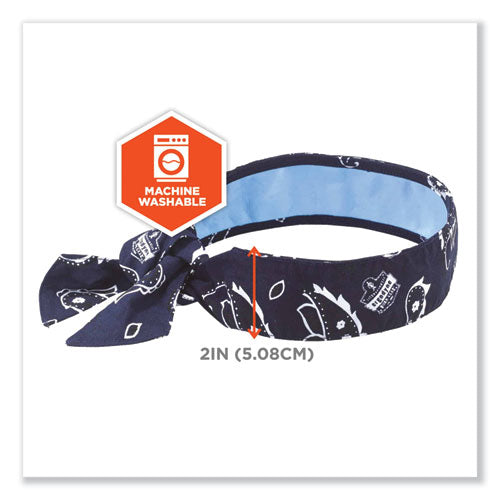 Ergodyne Chill-its 6700ct Cooling Bandana Pva Tie Headband One Size Fits Most Navy Western