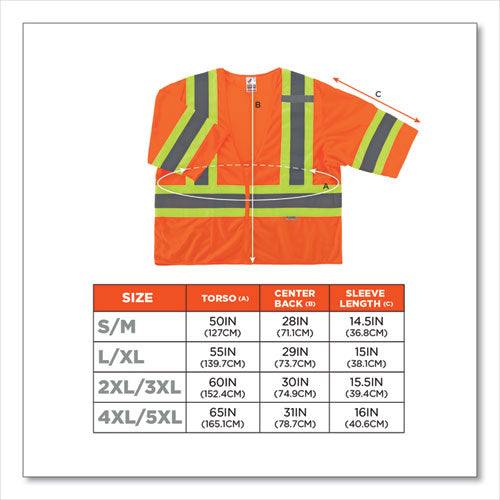 Ergodyne Glowear 8330z Class 3 Two-tone Zipper Vest Polyester 2x-large/3x-large Orange