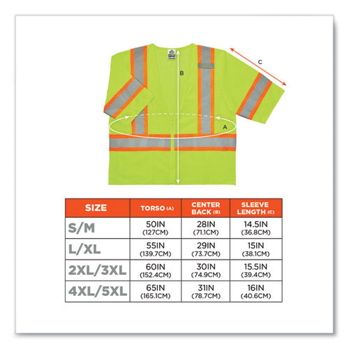 Ergodyne Glowear 8330z Class 3 Two-tone Zipper Vest Polyester Largel/x-large Lime