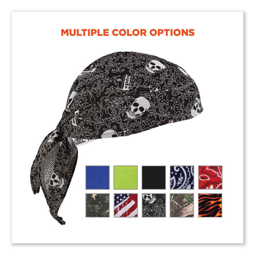 Ergodyne Chill-its 6615 High-performance Bandana Doo Rag With Terry Cloth Sweatband One Size Skulls