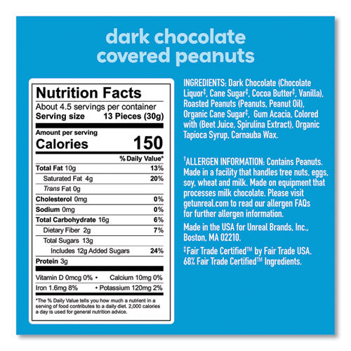 UNREAL Dark Chocolate Peanut Gems Chocolate Peanut 5 Oz Bag 2/Case