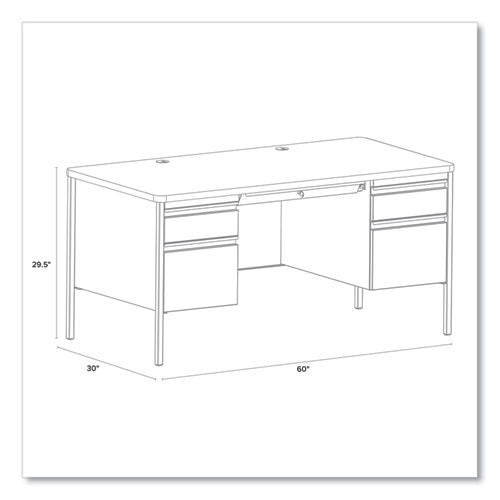 Hirsh Industries Teachers Pedestal Desks Left And Right-hand Pedestals: Box/file Drawer Format 60"x30"x29.5" Walnut/black