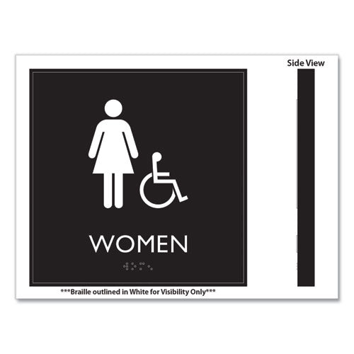 Headline Sign Ada Sign Women Accessible Plastic 8 X8 Clear/white