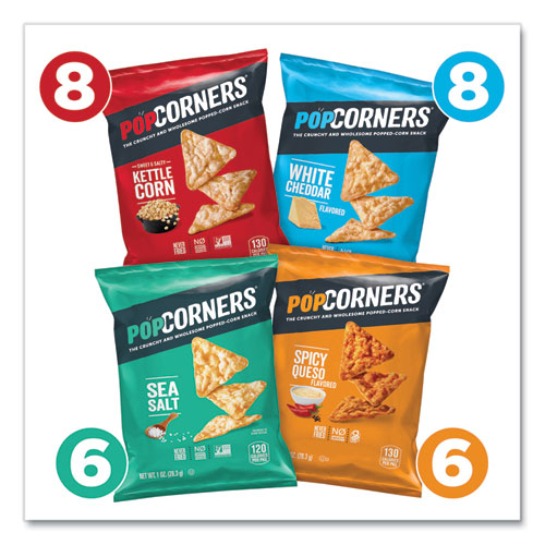 PopCorners Popped Corn Chips Snacks Variety Pack Assorted Flavors 1 Oz Bag 28/pack