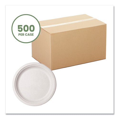 Vegware™ Molded Fiber Tableware Plate 10" Diameter White 500/Case