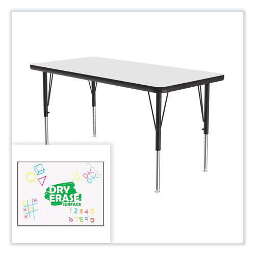 Correll Markerboard Activity Tables Rectangular 60"x24"x19" To 29" White Top Black Legs 4/pallet