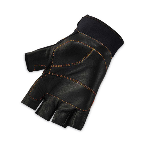 Ergodyne Proflex 901 Half-finger Leather Impact Gloves Black Medium Pair