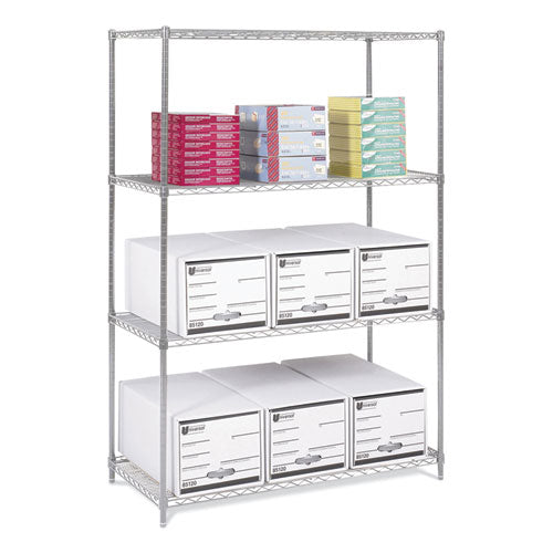 Safco Industrial Wire Shelving Four-shelf 48wx24dx72h Metallic Gray