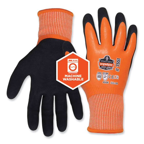 Ergodyne Proflex 7551 Ansi A5 Coated Waterproof Cr Gloves Orange Medium Pair