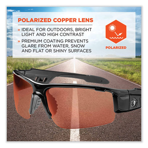 Ergodyne Skullerz Dagr Safety Glasses Black Nylon Impact Frame Polarized Copper Polycarbonate Lens