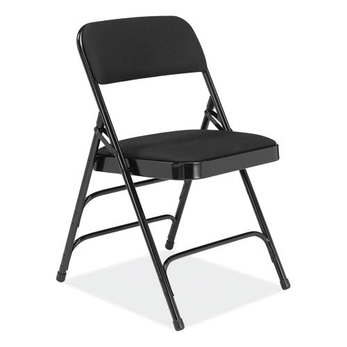 NPS 2300 Series Fabric Upholstered Triple Brace Premium Folding Chair Supports 500lb Midnight Black 4/ctships In 1-3 Bus Days