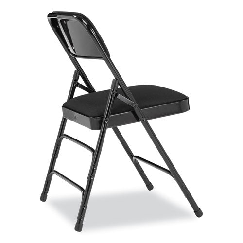NPS 2300 Series Fabric Upholstered Triple Brace Premium Folding Chair Supports 500lb Midnight Black 4/ctships In 1-3 Bus Days