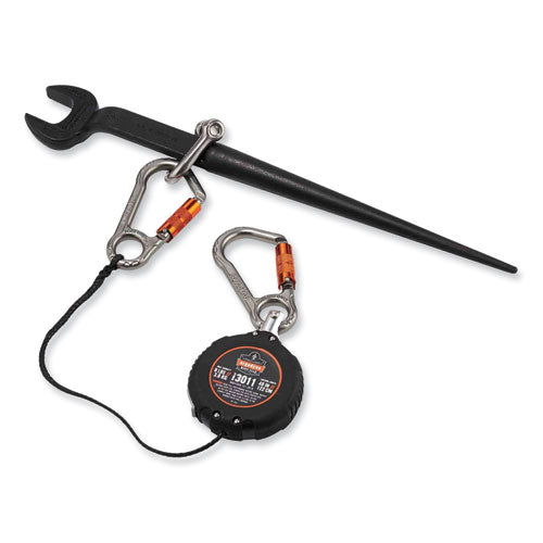 Ergodyne Squids 3011 Retractable Lanyard W/tool+swivel Anchor Carabiners 8 Lb Max Work Cap 48" Black