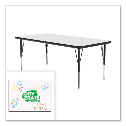 Correll Markerboard Activity Tables Rectangular 60"x30"x19" To 29" White Top Black Legs 4/pallet