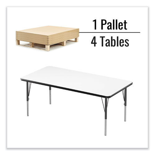 Correll Markerboard Activity Tables Rectangular 60"x30"x19" To 29" White Top Black Legs 4/pallet