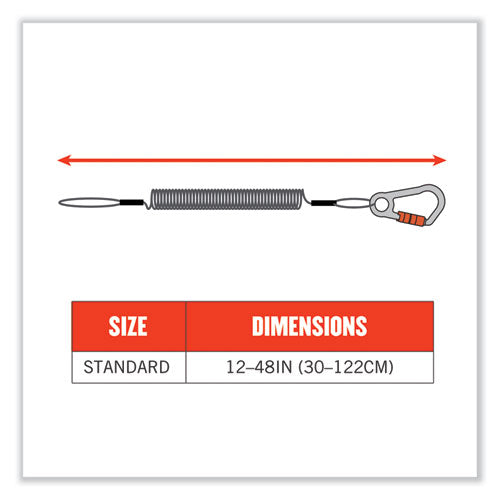 Ergodyne Squids 3156 Coiled Tool Lanyard With Carabiner 2 Lb Max Work Capacity 12" To 48" Black/orange