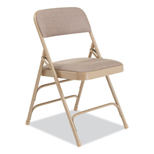 NPS 2300 Series Fabric Triple Brace Double Hinge Premium Folding Chair Supports 500 Lb Cafe Beige 4/ct Ships In 1-3 Bus Days