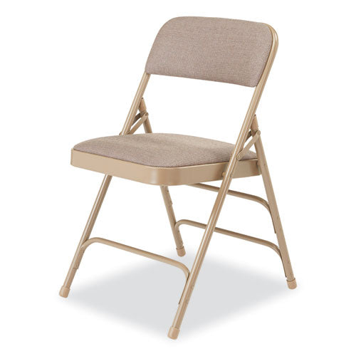 NPS 2300 Series Fabric Triple Brace Double Hinge Premium Folding Chair Supports 500 Lb Cafe Beige 4/ct Ships In 1-3 Bus Days