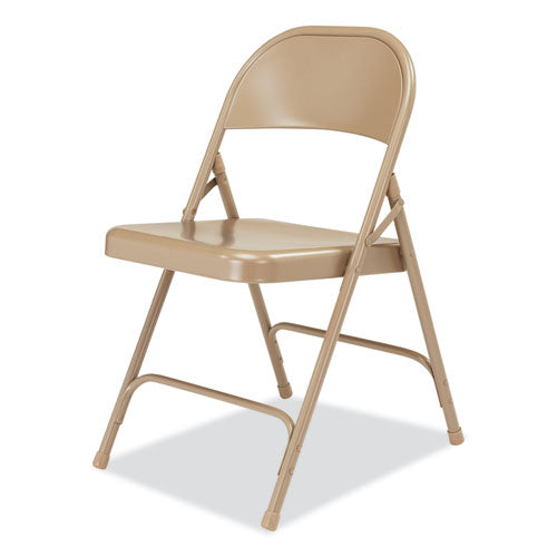NPS 50 Series All-steel Folding Chair Supports 500 Lb 16.75" Seat Ht Beige Seat/back Beige Base 4/ct Ships In 1-3 Bus Days