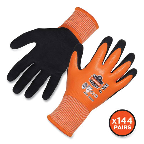 Ergodyne Proflex 7551-case Ansi A5 Coated Waterproof Cr Gloves Orange Large 144 Pairs/Case