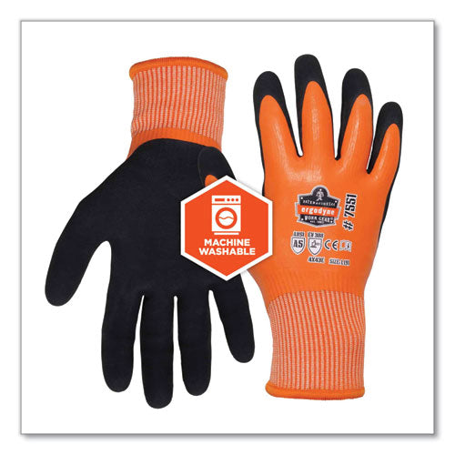 Ergodyne Proflex 7551-case Ansi A5 Coated Waterproof Cr Gloves Orange Large 144 Pairs/Case